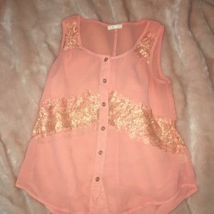 Adorable dressy peach tank top!